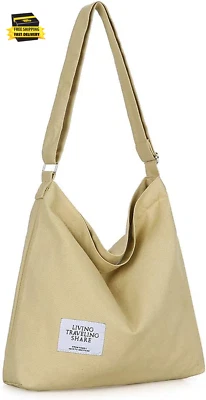 Women'S Retro Large Size Canvas Shoulder Bag Hobo Crossbody Handbag Casual Tote