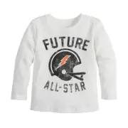Toddler Boy Jumping Beans® Long Sleeves Softest Graphic Tee Crewneck White