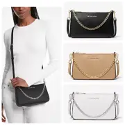 MICHAEL KORS Jet Set Chain MD Zip Saffiano Leather Pouchette Crossbody Bag