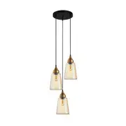 Interior Ellipse Glass Shape 3 Light Cluster Pendant Bronze Amber - JEREZ1X3R