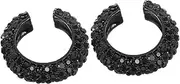 [Homoyoyo] 2pcs C-shaped Rhinestone Clip-on Earrings Non-pierced Ear Cuffs for Women Fashionable Statement Earrings High-gloss Finish