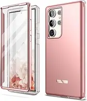 SURITCH for Samsung Galaxy S23 Ultra Case, [Built-in Screen Protector] [Dual-Layer Protection ] Full Protection Shockproof Rugged Bumper Phone Cover for Samsung S23 Ultra 6.8 Inch - Rose Gold