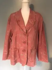 Silhouettes 24 Floral Embroidered Linen Blend Jacket Blazer
