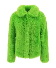 MSGM Faux-Fur Zipped Coat IT40 Green