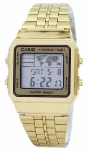 Casio Men's Digital Display World Time A500WGA-9DF Stainless Steel Watch