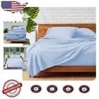 Luxurious Oversized 100% Egyptian Cotton Flat Sheet - 132" x 110" - Light Blue