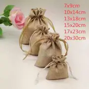 5-20pcs/lot Natural Linen Burlap Bag Jute Gift Bag Drawstring Gift Bags With ...