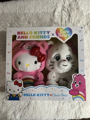 Hello Kitty and Friends x Care Bears Cheer Bear Box Set 2 Plush Brand New Sealed