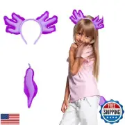 Creatoy Axolotl Costume Kids Animal Headband with Tail for Girls Boys Dress U