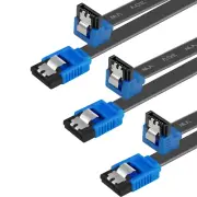 SATA Cable III 3Pk 18In 6Gbps 90° Right Angle W/ Locking Latch Blue