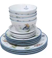 Set of 16 Dinner,Salad,Appetizer & Bowls Beatrix Potter Peter Rabbit New 4 Ea