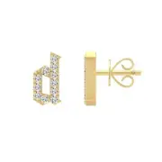 14k Yellow Gold Natural Diamond Initial d Stud Earrings Gift for Mother's Day