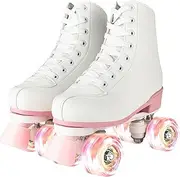 Roller Skates Classic High-top for Adult Outdoor Skating Light-Up Four-Wheel Roller Skates Shiny Roller Skates for Women and Men