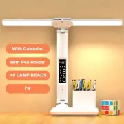 LED Desk Lamp Calendar USB Touch Night Light Pen Holder Bedroom Reading 90-260V