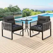 ALFORDSON Outdoor Furniture Patio Set Glass Side Table Lounge Chairs Garden