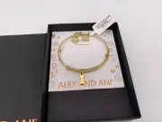 NEW Alex and Ani INITIAL I Shiny Gold Charm Bangle Bracelet NWT & BOX