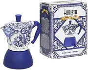 Bialetti Dolce & Gabbana Mocinduction Blue Mediterraneo 6 Cup Induction & Open Fire (Coffee Maker, Espresso Makinetta)