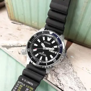 CITIZEN / NY0111-11E / PROMASTER 鋼鐵河豚 機械錶 潛水錶 日期 橡膠手錶 黑藍色 44mm