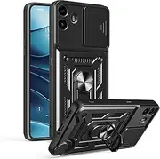 [ESHUYI] Case for Nothing CMF Phone 1 with Slide Camera Cover [Camera Protection] [Ring Stand] [Case Compatible with Magnetic Car Mount] Shockproof Mobile Phone Case, Black