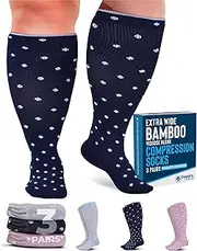 Doctor's Select 3 Pairs Plus Size Compression Socks Wide Calf - 15-20 mmHg Knee High Socks for Circulation Support