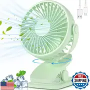 BDXXJ Portable Clip on Fan, 360° Rotate Battery Operated Stroller Fan, 3 Spee