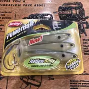 BERKLEY POWERBAIT Hollow Belly Swimbait Kit Rig Soft Paddle Tail 5” 3ct Giz Shad