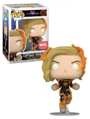 Funko POP! Marvel The Marvels #1265 Captain Marvel (Flames) - Limited Marvel Collector Corps Exclusive - New, Mint Condition