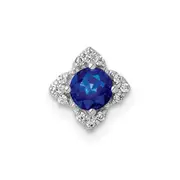 14k White Gold Real Diamond and Sapphire Pendant