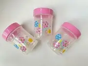 3Pcs Plastic Spice Bottle With Spoon Pink Portable Camping Kitchen New Tools