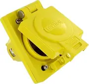 Leviton 66W49 IP66 Rated Cover, Corrosion Resistant, NEMA L7-20, Locking, 20A, 277V, 2P, 3W, Grounding, Wetguard Single Inlet, Yellow