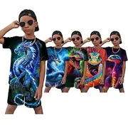 Boys 3D Graphic Animal Dragon T-shirt Shorts T-shirtSet Clothing Set Short Sleeve 3D prints Summer Spring Active Sports Fashion Kids 3-13 Years Outdoor Vacat