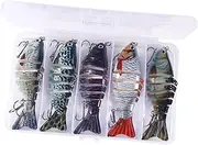 5pcs of Fishing The Multi-Articulated Swimming Containers Portable Crankbaits Hard Almans with Slow Shipwreck for Low Crap of