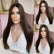 Remy Human Hair 5x5 Closure 13x4 Lace Front Wig Middle Part Brazilian Hair Straight Auburn Wig 130% 150% Density with Baby Hair 100% Virgin Glueless Pre-Plucke