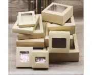 10pcs DIY vintage white window paper Gift box cake /christmas/Easter Packaging For Wedding home party flower candy packaging Size 10x10x6cm Colour kraft