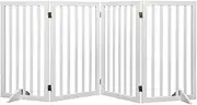 PaWz Wooden Pet Gate Dog Fence Retractable Safety Stair Barrier Security Door (White Large-185cm x 80cm x 1.8cm), Baby Playpen, Easy to Fold for Storage Cat Dog Enclosure, Include Two Support Feet
