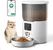 Mukkela WiFi Automatic Cat Feeder, 4L Timed Cat Dry Food Dispenser with 10s Voice Recorder, APP Control, Auto Pet Feeder up to 10 Meals per Day for Cats, Dogs, Dual Power Supply (White)