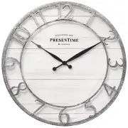 Presentime & Co 21" Farmhouse Series Wall Clock, Shiplap Style, Raised 3D Ara...