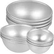 TEHAUX 12pcs Bath Salt Ball Mold Shaper Shower Ice Shower Steamer Mold Soap Mold Tins Liquid Round Cake Tin Aluminum Half Circle Soap Making Kit Silver Aluminum Alloy
