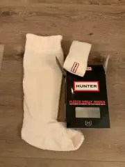 Hunter Fleece Welly Boot Socks, Cream color, Size M, 8366