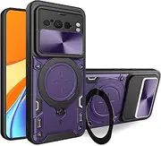 Compatible with Google Pixel 6 Case,Car Mount Magnetic,Compatible with Google Pixel 6 Built-in Kickstand with Slide Lens Case Cover Purple