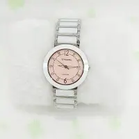 在飛比找Yahoo!奇摩拍賣優惠-＊迪奧小店＊日本Tivolina白陶框珠光粉面白陶瓷銀邊手錶