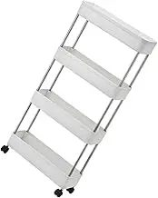 PartyKindom Bathroom Shelf Storage Cart Makeup Organizer Rotating Wheels Easy Assembly for Bathroom Vanity Organization Space-Saving Design for Home Decor