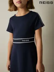 Reiss Navy Lowri 9-13 yrs Interlock-Jersey Logo-Waistband Dress (AL7811) | $110