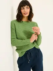FatFace Mid Green Jessie Textured Knitted Jumper (E82474) | $114