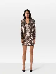 Sequin Embellished V Neck Mini Dress