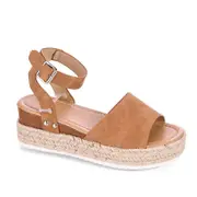 Catzon Womens Wedge Sandals Platform Espadrilles with Ankle Strap Open Toe-Khaki