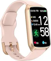 [Amzhero] Health Fitness Tracker with 24/7 Heart Rate, Blood Oxygen, Blood Pressure, Sleep Tracker, Step Counter, 5ATM Waterproof Activity Trackers and Smart Watches for Women Men Kids (S & L Bands Included)