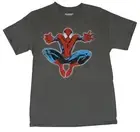 Spider-Man Marvel Adult New T-Shirt - Comic Style Crouch Jumping Pic