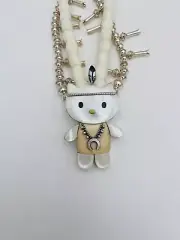 Native American Rare Zuni DYLAN POBLANO Signed Native Zuni HELLO KITTY Necklace