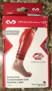 MCDAVID Reflective Compression Orange Basketball Calf Sleeve Pair NEW Mens Sz S